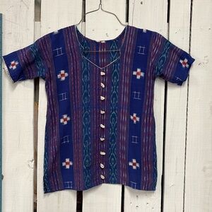 Blue Bohemian short sleeve Top xs